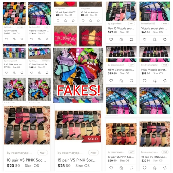 ๐ซFAKE VS PINK SOCKS๐ซ BUYER BEWARE! - Picture 6 of 15
